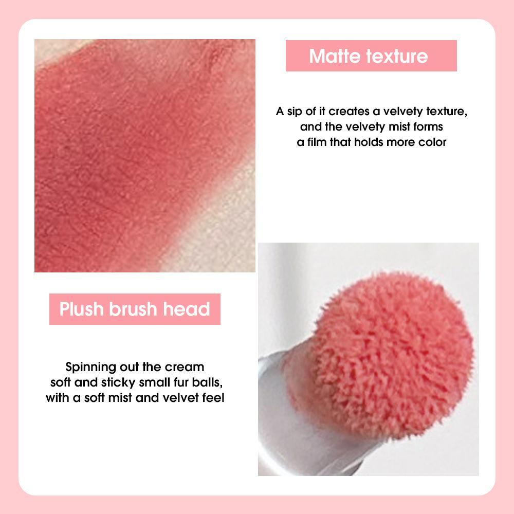 Compact Fur Ball Sponge Head Matte Lipstick for Music Festival Makeup, 1 Count Velvet Matt Finish Lip Gloss for Girls, Lip Moisturizer, Trending Makeup, Summer Makeup, Korean Makeup, 2000s Makeup, Moisturizing
