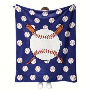 [Ideal Gift] 1pc A Cozy Baseball-Themed Blanket, Perfect As A Gift For Baseball Enthusiasts, Coaches, Or Teams. Ideal For Men, This Comfortable Blanket Is Great For Napping, Office Use, On The Sofa, Bed, During Camping