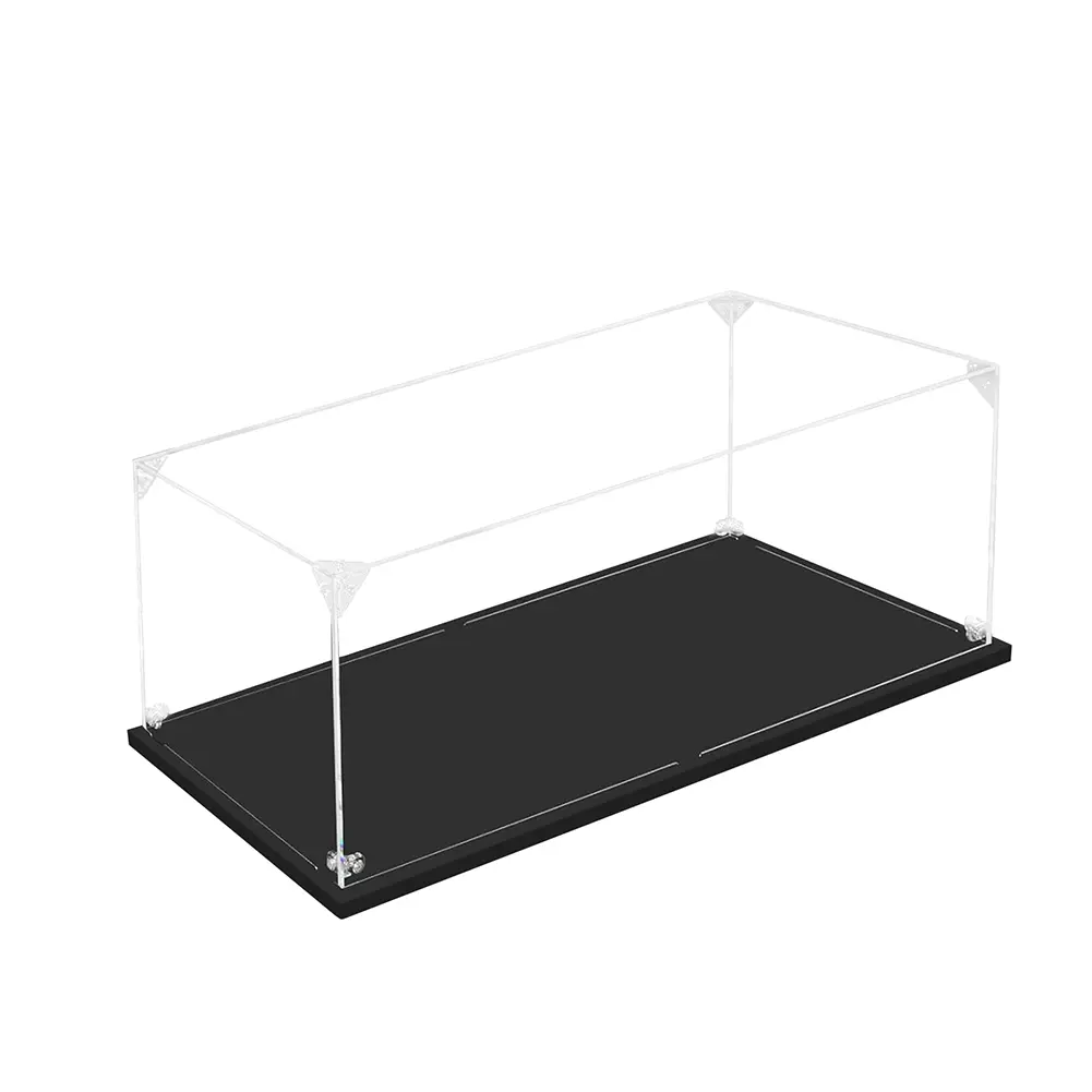 Dustproof Clear Acrylic Display Case 25×15×10cm with Thick Matte Black MDF Base, 2mm High Transparent Cover for 1:24 Scale Diecast Car Models, Collectible Memorabilia Storage Home Decor Box
