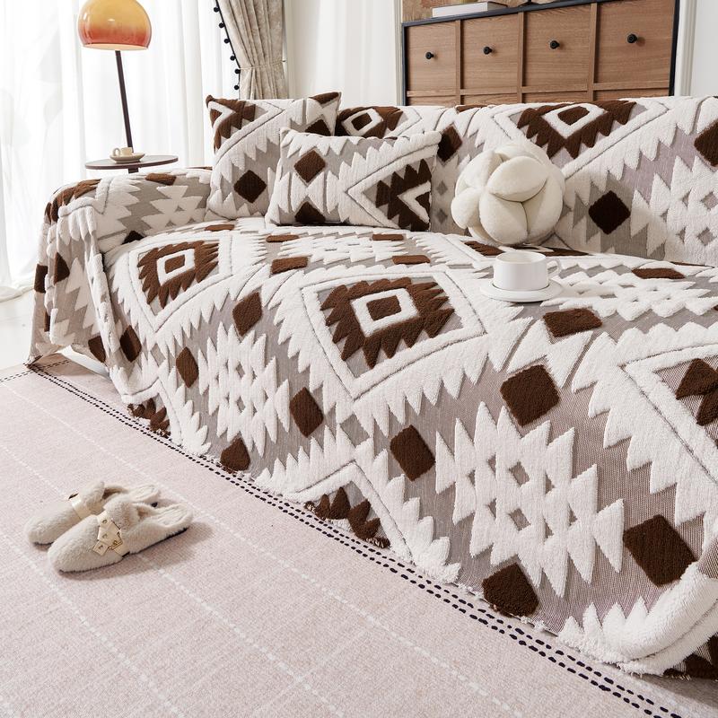 Geometric Pattern Sofa Cover, Sofa Couch Covers, 1 Count Soft Comfortable Sofa Slipcover, Sofa Protector for Home Living Room Bedroom Hotel Dormitory Decor