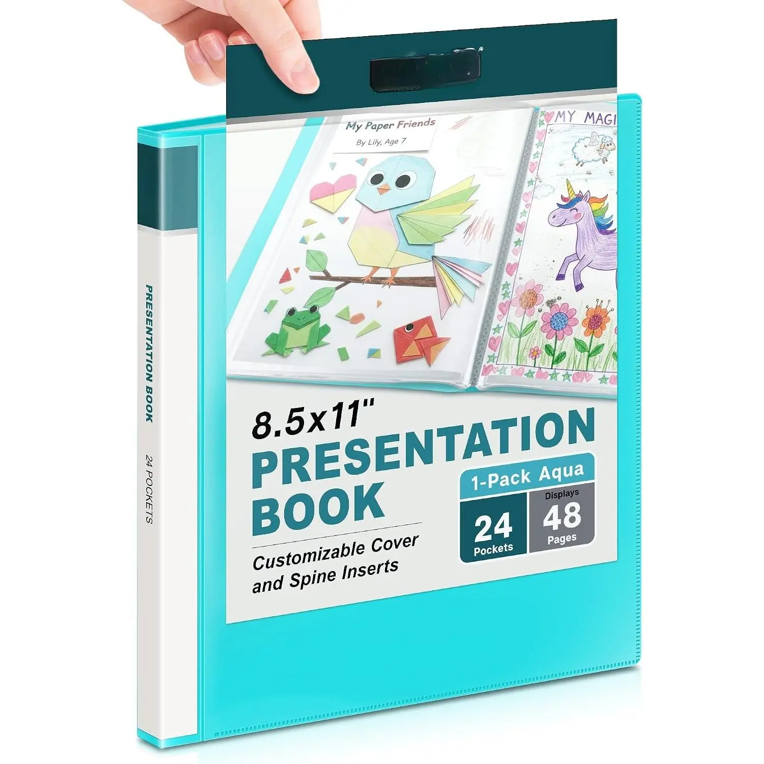 Letter Size 24-Pocket Presentation Binder with Plastic Sleeves, Displays 48 Pages, Document Storage Organizer for Projects, Photos (Front Pocket Included)