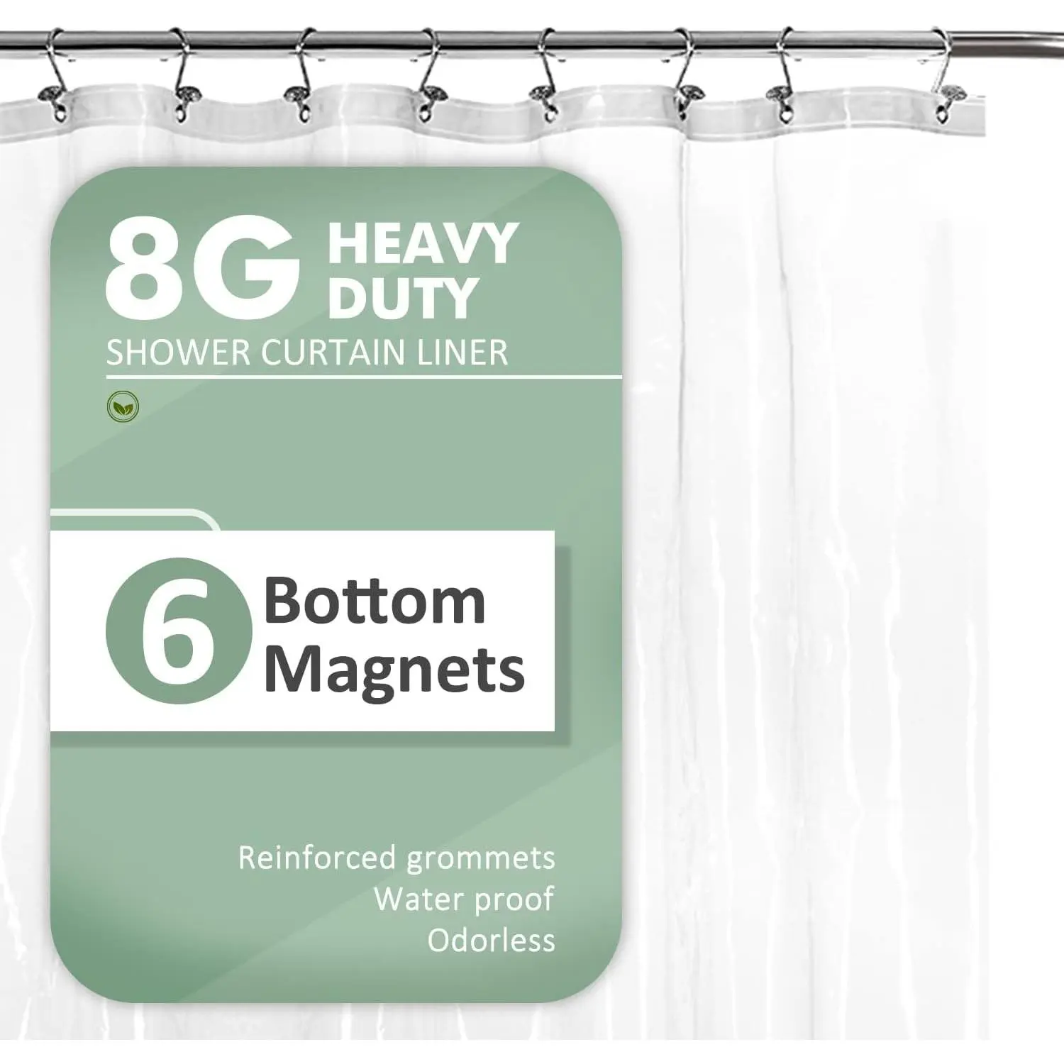 Extra Long Clear Shower Curtain or Liner 72 x 84 Inches with 6 Bottom Magnets, Heavy Duty 8G PEVA, Waterproof, PVC-Free, Metal Grommets for Extra Long BathroomGift