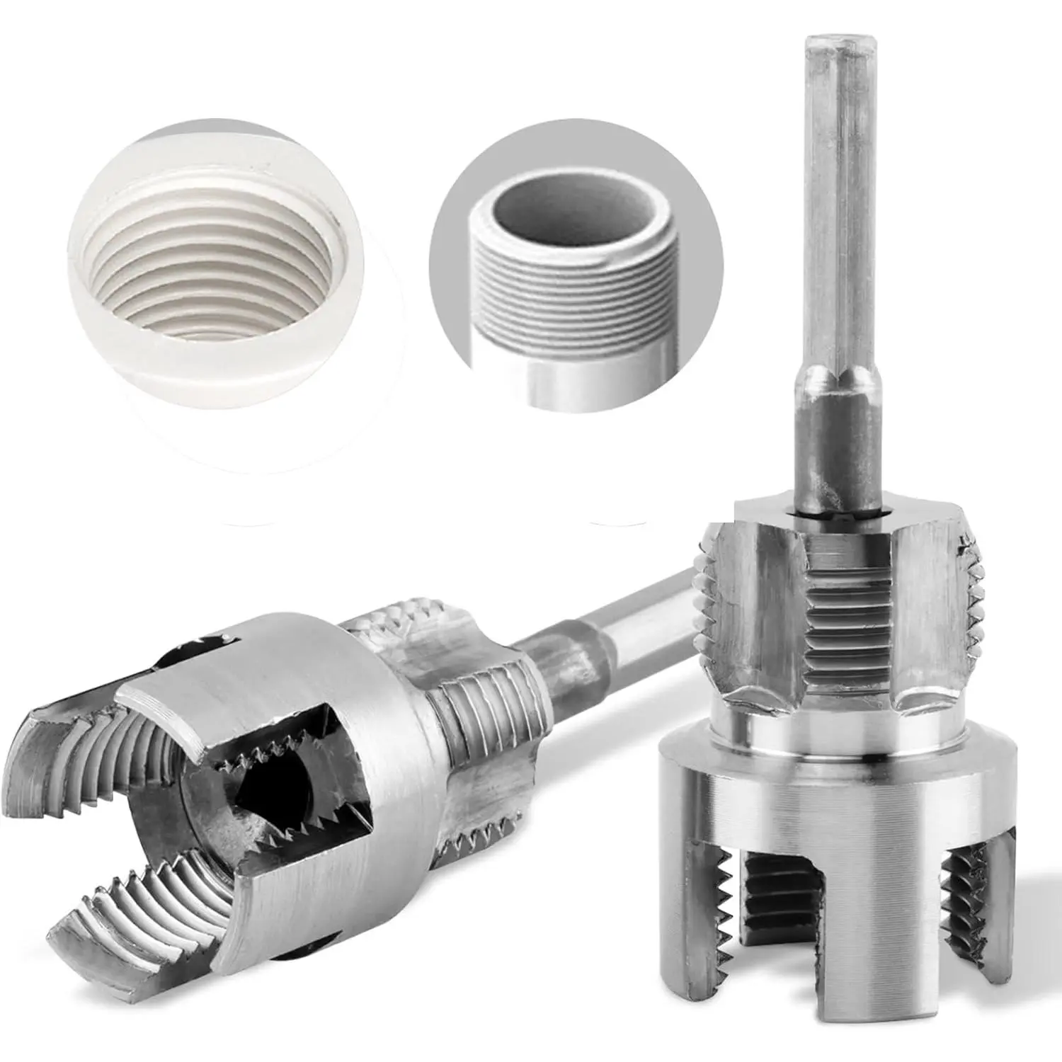 Needle scaler Pipe Threading Tool for Internal & External Threads, 2pcs Dual End 1/2" NPT & 3/4" NPT Die, Pipe Sizes Rethreading Tool Works with Power Drills for Fast Plumbing DIY Projects(SIZE:1/2"+3/4")