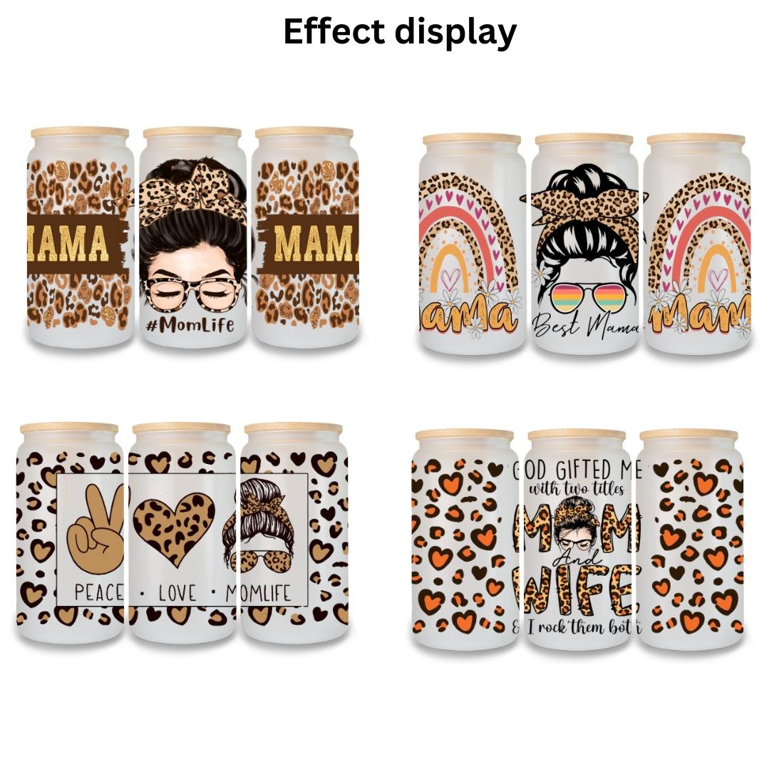 Mom Style Design UV DTF Transfer Sticker, 10pcs/set Waterproof Self Adhesive Sticker, Decorative Sticker for Glass Cup & Bottle, Crafts Cup Stickers