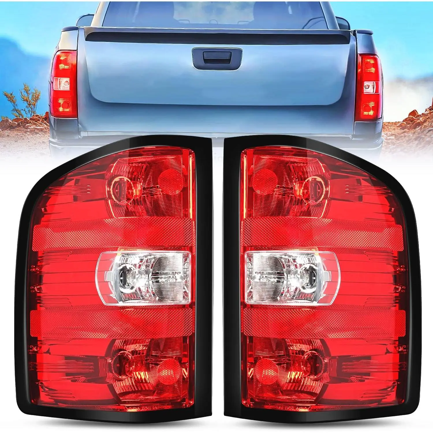 Nilight Dot/Safe High-Impact Taillight Assembly, Easy-Install Rear Lamp Replacement with Bulbs & Harness for 2007-2014 Chevy Silverado 1500/2500HD/3500HD & 2007-2013 GMC Sierra 3500HD (Dual Wheels, OE Numbers Included)