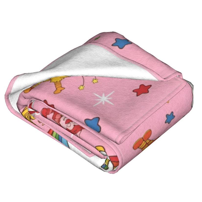 Rainbow Brite 80s Retro Blanket Ultra Soft Velvet Lightweight Thin Cozy Warm Bedroom Couch Sofa Office Throw Decor Decorative Throw Perfect Birthday Gift Christmas Gift for Nostalgic Fans Viral Trending Colorful Vintage Aesthetic Style