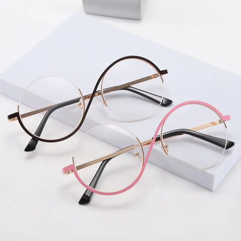 Women's Unisex Asymmetrical Blue Light Blocking Glasses - Retro Metal Frame, Lightweight Designer-Inspired, Trendy Fashion Eyewear for Work, Daily Wear,summer outifit,travel essentials