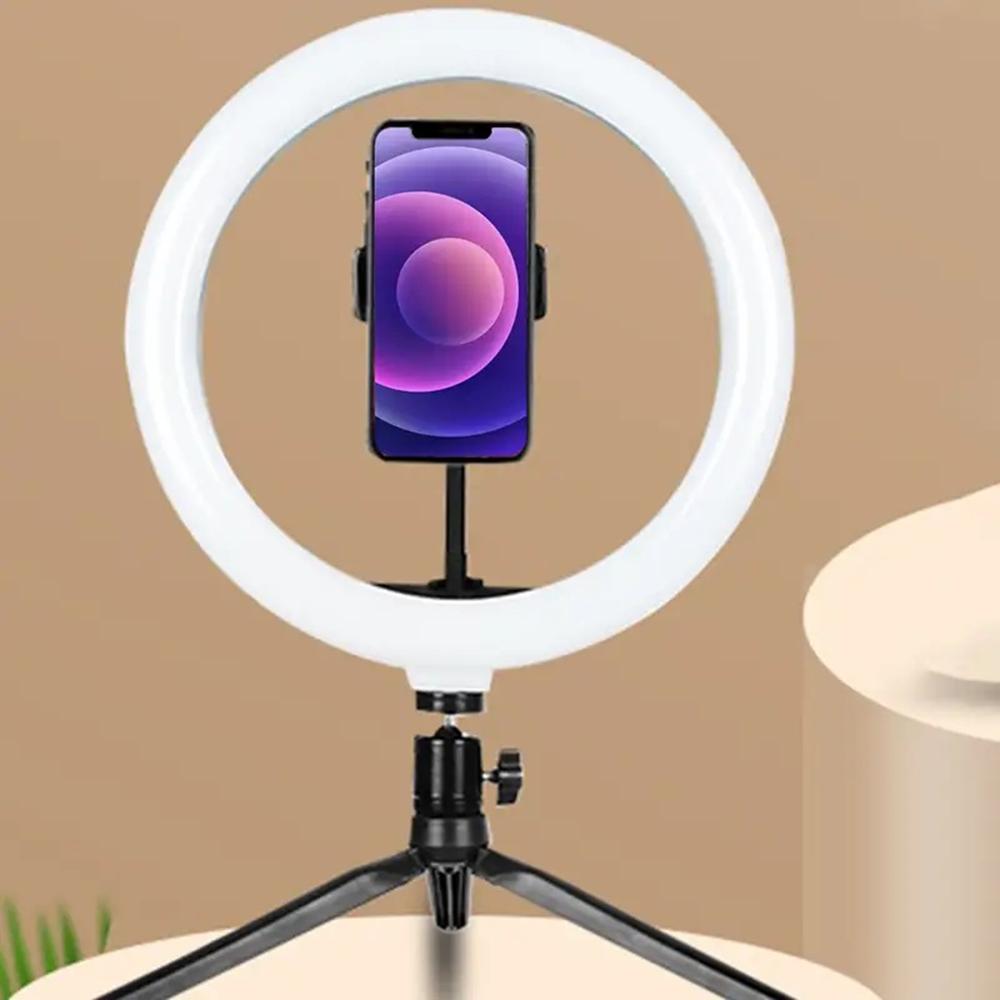 Selfie Ring Light with Tripod Stand, LED Selfie Fill Light with 360° Rotation and 5 Lighting Modes, Selfie Light with Phone Holder for Live Stream/YouTube Videos/Make up/Photography, Selfie Accessories