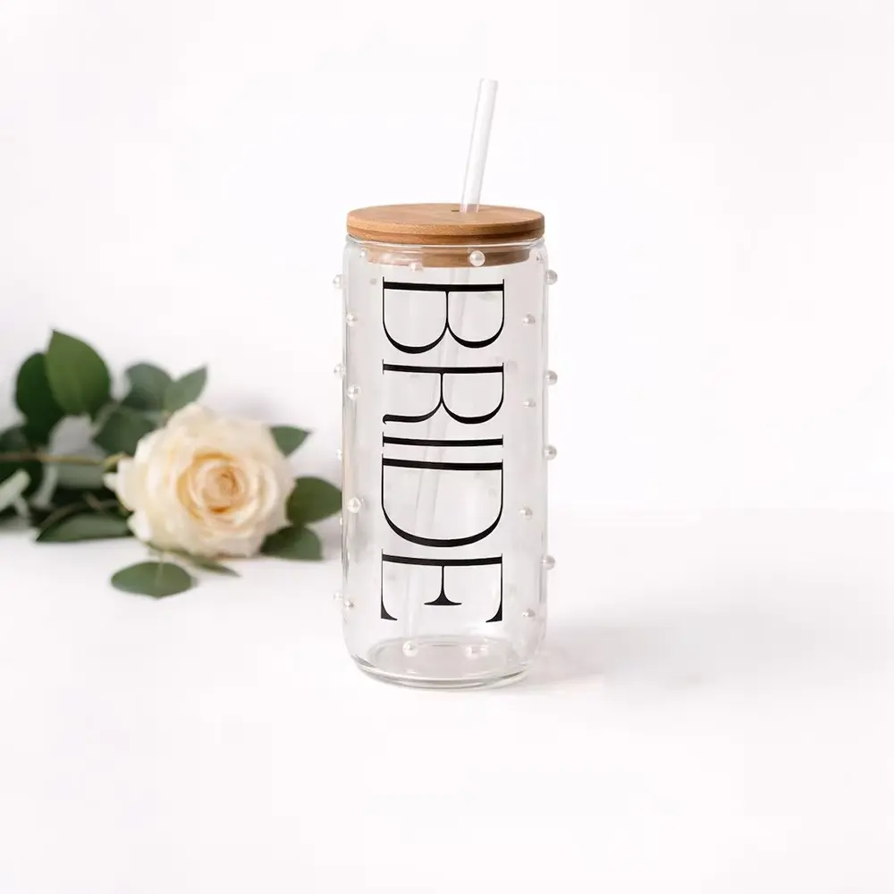 Pearls Bride Cup Drinkware, Drink Container, Bride to be disco cowgirl Bachelorette Hen do Party Bach Weekend bridal shower summer Beach pool rustic Wedding engagement honeymoon travel decoration Future Mrs Newlywed just married gift photo props