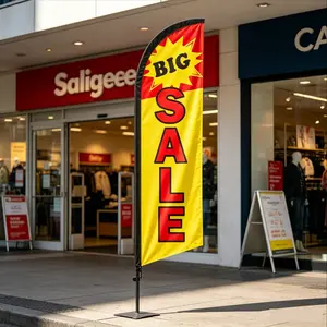 6.5 Ft Feather Flag for Store Promotions, Waterproof Polyester Banner, Durable Wind-Resistant Outdoor Sign, Easy Setup for Sales Events