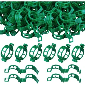 100 count  Support Clips - Tomato Clips for String Trellis, Grape Vine Clips for Garden Netting Climbing , Secured Plastic  Clip for Fixing Stem and Vine (100, Green)