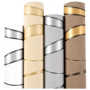 45×500cm (17.71×196.85in) Modern Streamline Wavy Self Adhesive Wallpaper Roll, Peel & Stick 3D Stereo Curve Wall Mural, Waterproof Removable Wall Covering for Living Room Bedroom TV Background Wall Home DIY Renovation Decoration