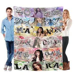 Katseye Creative Unique Pattern Ultra Soft Cooling Premium Flannel Throw Blankets Cooling Blankets Cooling Blanket Duvet Bedding Bed Accessories Comforter Set Warm Cozy Multi Purpose Decor Blanket for Bed Sofa Bedroom Living Room Birthday Christmas Holida