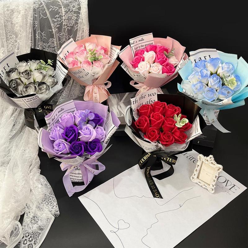 Artificial Rose Flower Bouquet, Artificial Roses Bouquet, Artificial Flower Arrangements, Wedding Bouquet, Gifts for Girlfriend, Teacher Gifts, Graduation Gifts, Home Decor