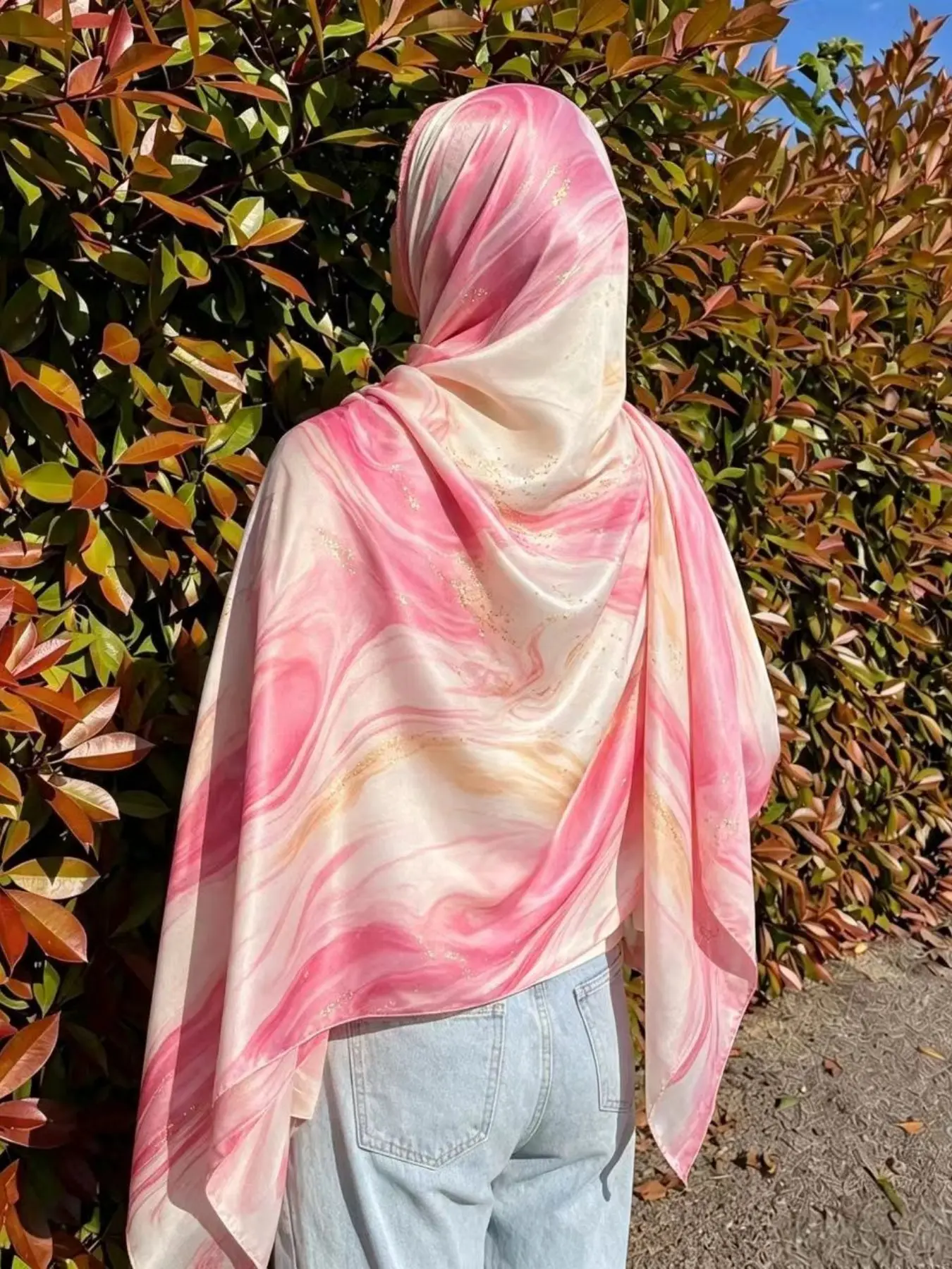 High-End Liquid Jersey Scarf, Watercolor Print Sun Protection, Soft and Breathable, Elastic and Versatile, Women's Fashion Accessory