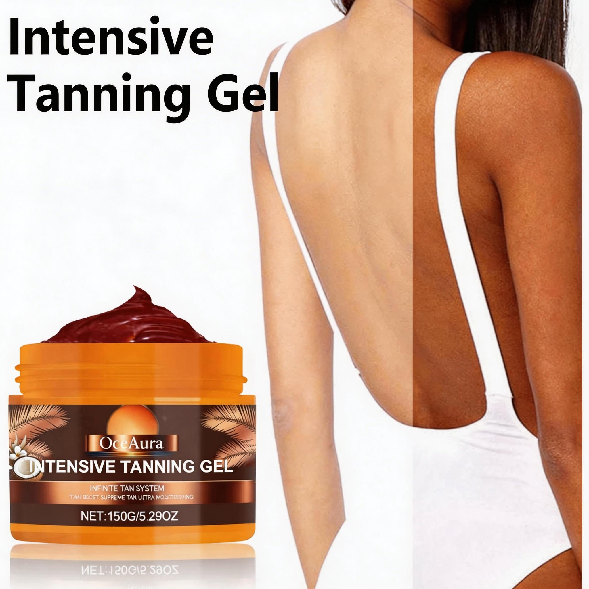 OCEAURA Intensive Tanning Gel with Vitamin E & Calendula, Circular Motion Even Bronze, Long-Lasting Moisture Lock, Reduces Sunburn, Deep Natural Tan for All Skin Hydrating self dark lotion tanglow bronzing agent balm Non Greasy Tanning Gel