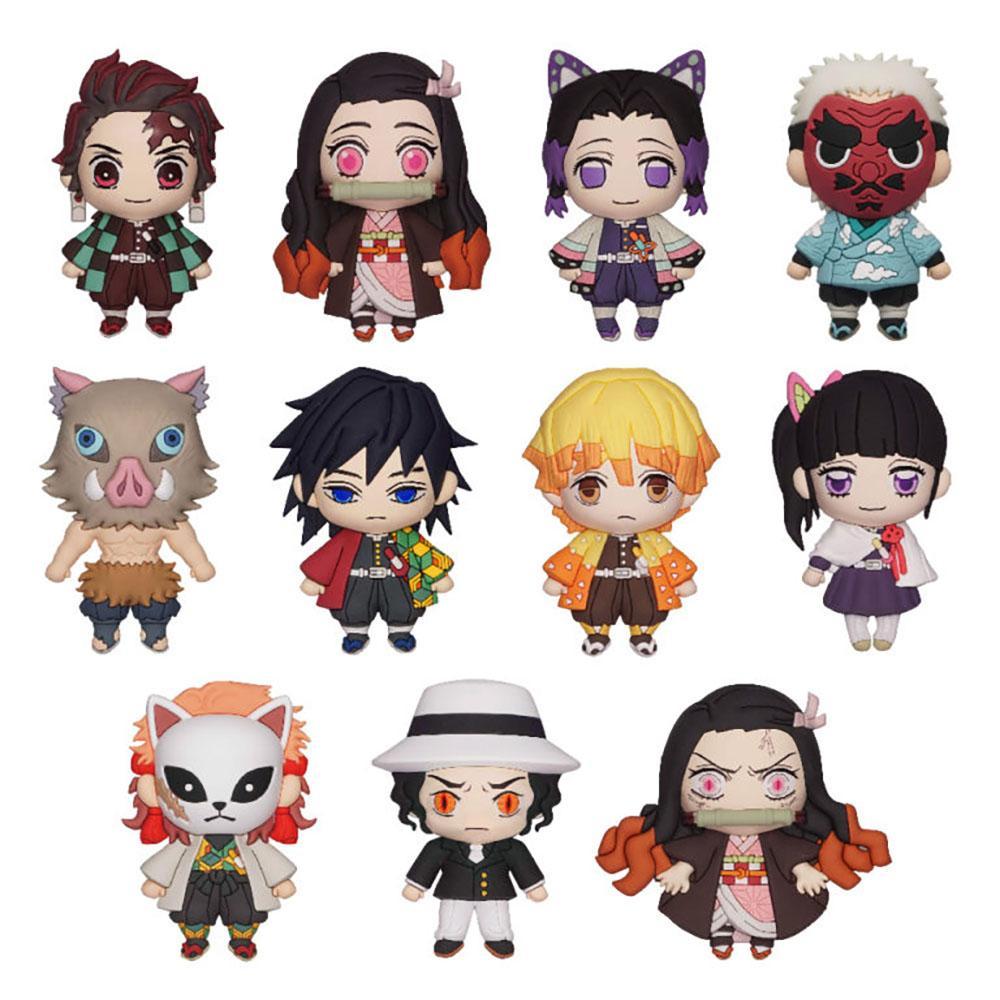 Demon Slayer 1PC Mystery Bulk Bag Clip Cute Mini Nezuko Tanjiro Zenitsu Inosuke Random One 3D Anime Character Blind Box Design Action Figures Collectible Toys Furniture Decoration Keyring Keychain Officially Licensed