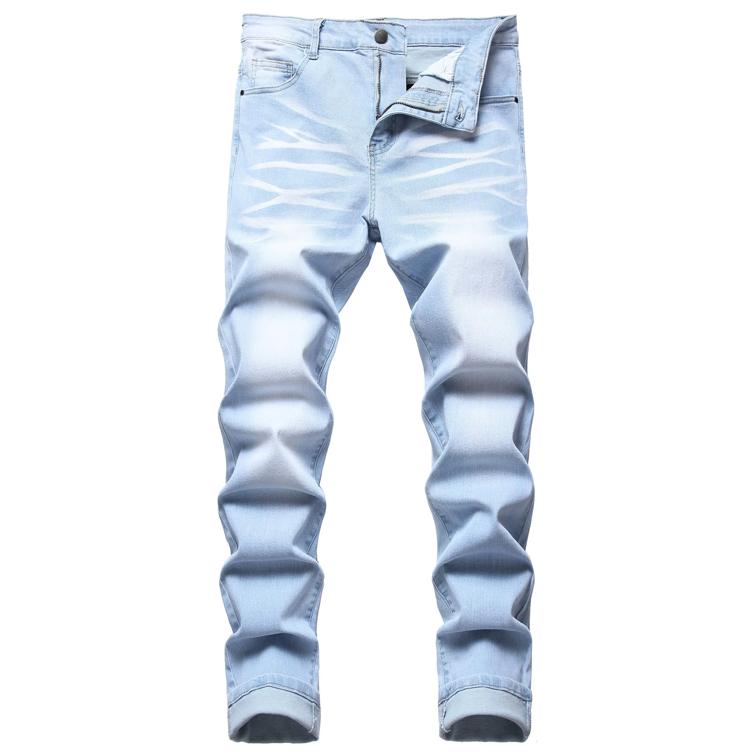 Men's stretch slim jeans Blue stylish comfort pants slim  jeans jean denim straight leg jeans  men blue jean