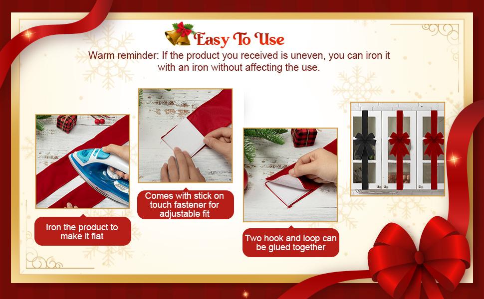 5 Pcs Burgundy Velvet Christmas Cabinet Ribbons Bows for Kitchen 78.7 Inch Large Christmas Door Ribbon Cabinet Bows for Gifts Xmas Tree Home Wall Furniture Party Decorations