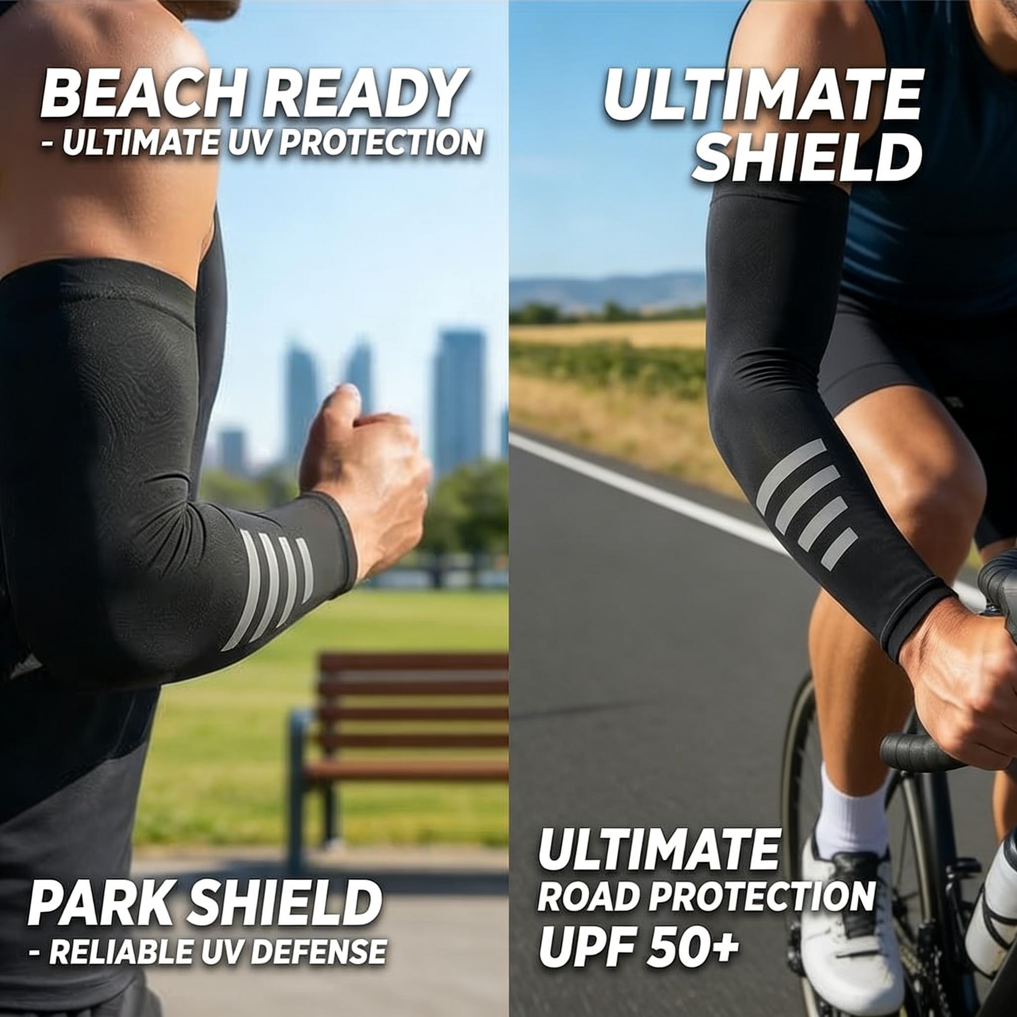 4 Pairs Sun Protection UV Arm Sleeves, Cooling Compression Arm Covers, Anti-Slip Breathable Polyester Sleeves for Cycling & Outdoor Activities