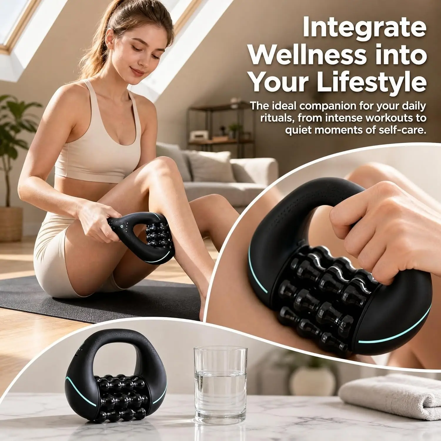 Electric Handheld Body Massage Roller, USB Rechargeable Massagers, Adjustable Speed, Portable Lightweight Massager for Gym, Home, Office, Travel, Muscle Relaxer, Gift Idea