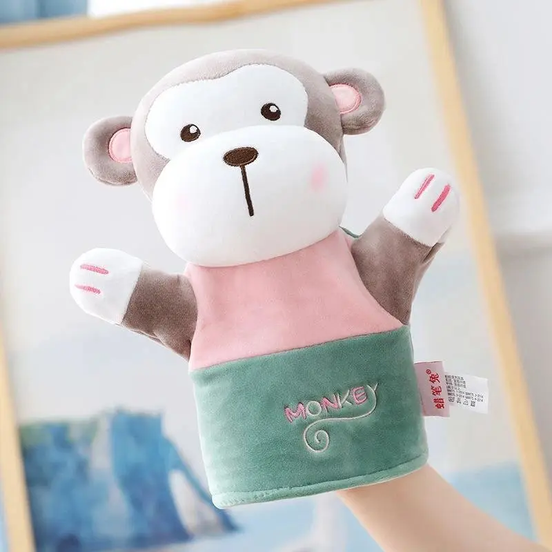25cm Animal Series Soothing Plush Hand Puppet - Monkey, Cow, Mouse, Pink Rabbit - Animals & Nature Themed Stress Relief Item for Kindergarten Gifts, Parent-Child Storytelling (Toys & Hobbies, Classic & Novelty Toys), Unisex
