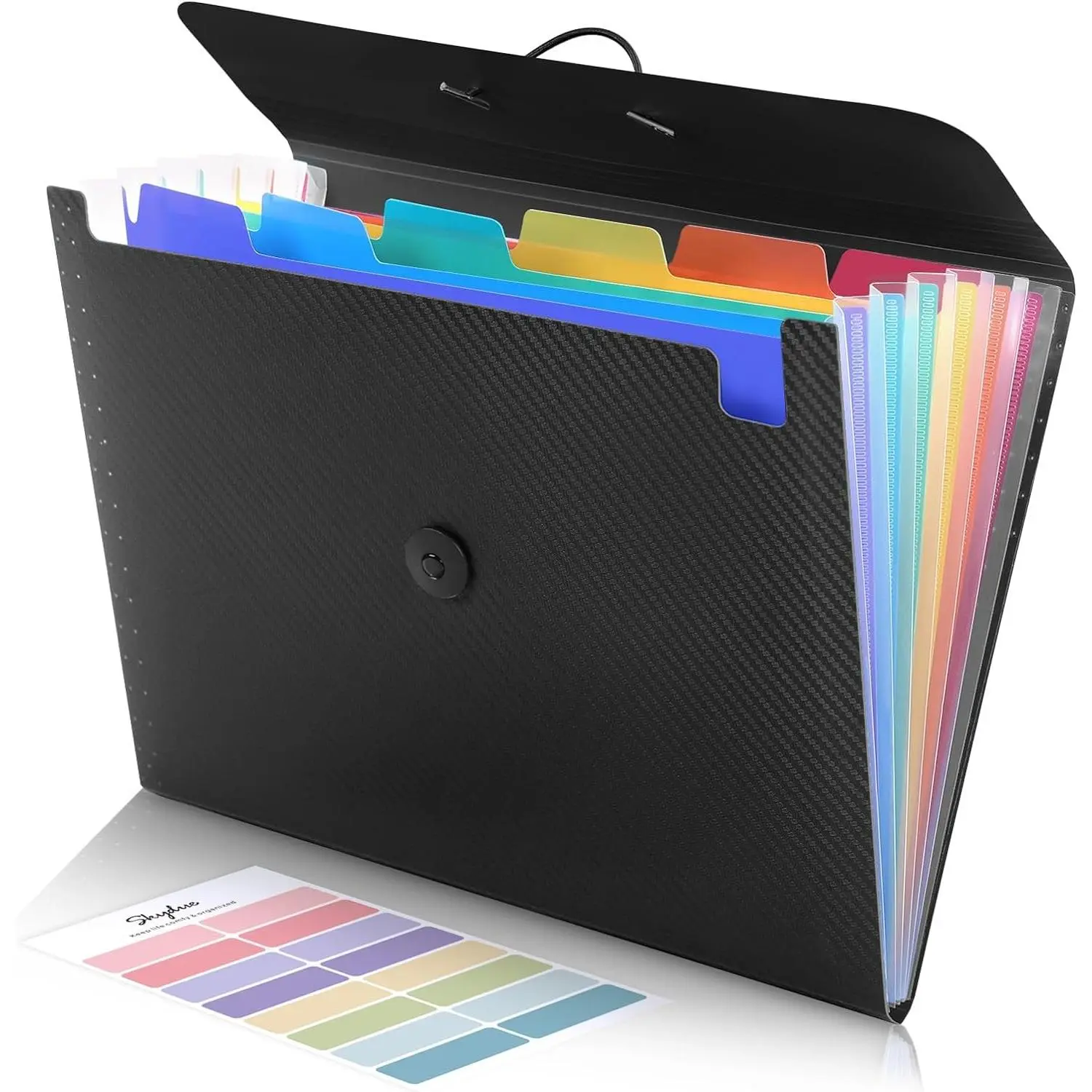 Accordion File Organizer, Expanding File Folder with 7 Pockets, Portable Receipt Paper Bill Document Organizer, Letter/A4 Size Filing Folder School Office Supplies, Black