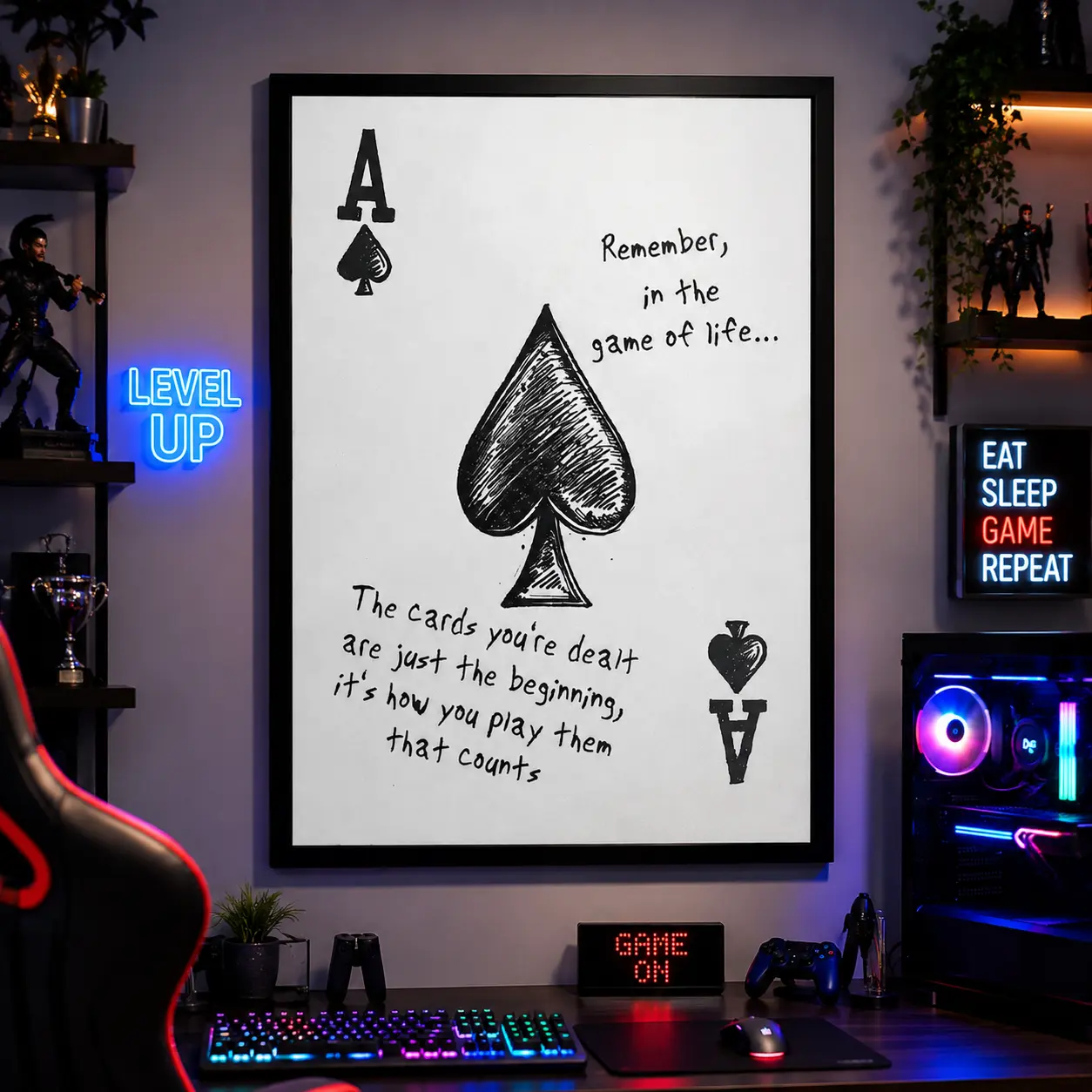 Ace of Spades Motivational Wall Art – Inspirational Mental Health Decor, Positive Mindset Canvas Poster, Modern Room Decoration for Bedroom Office Dorm, Encouraging Quote Artwork, Thoughtful Gift for Men Women, Stylish Home Aesthetic, Gaming Room, For Men