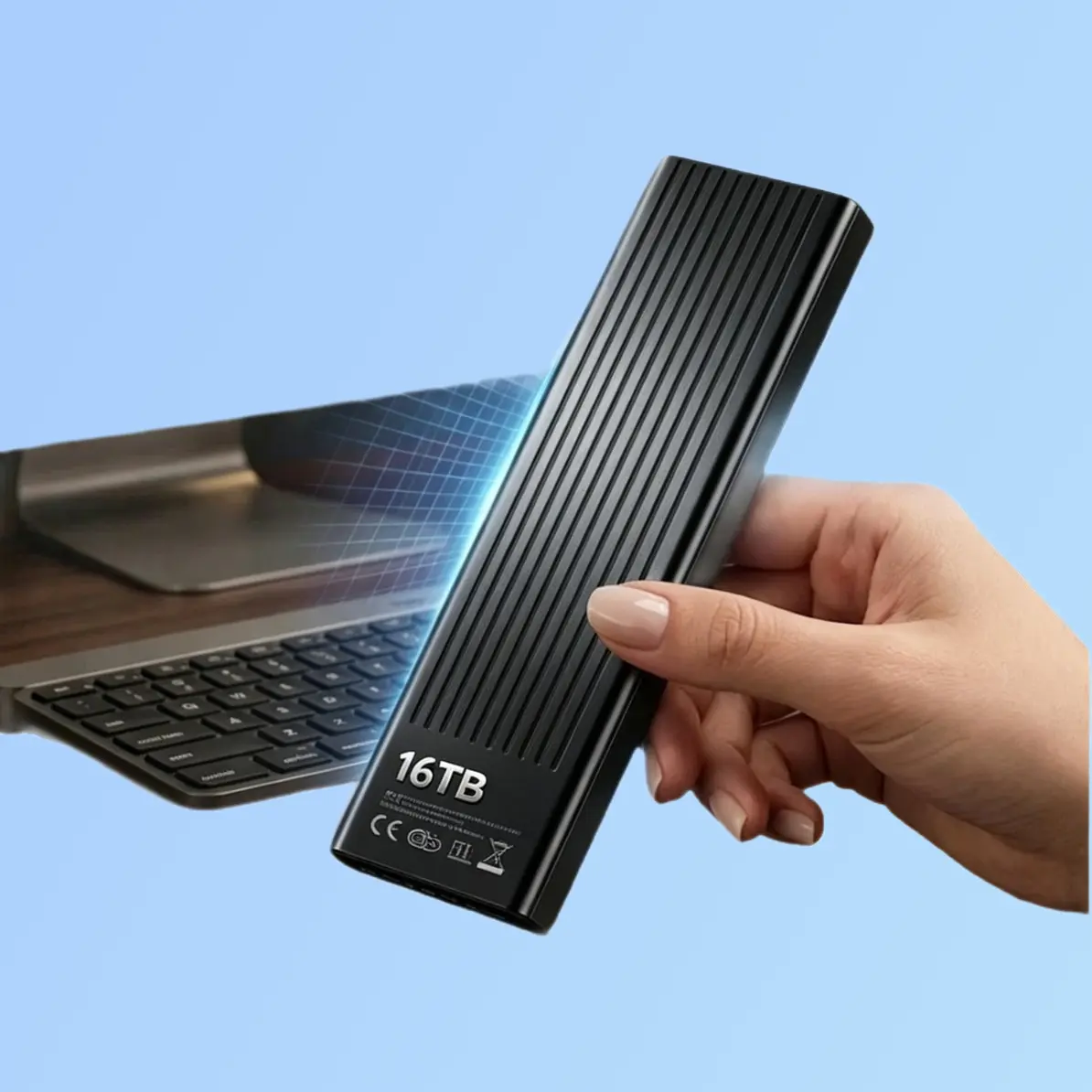 Portable NVMe SSD External Drive, 2TB-128TB High-Speed Gaming Storage, Thunderbolt Compatible, Metal Case with Excellent Heat Dissipation, 4 TB & Above (16TB Option), Plug-and-Play for Laptop, LED Light-Equipped Data Storage Device