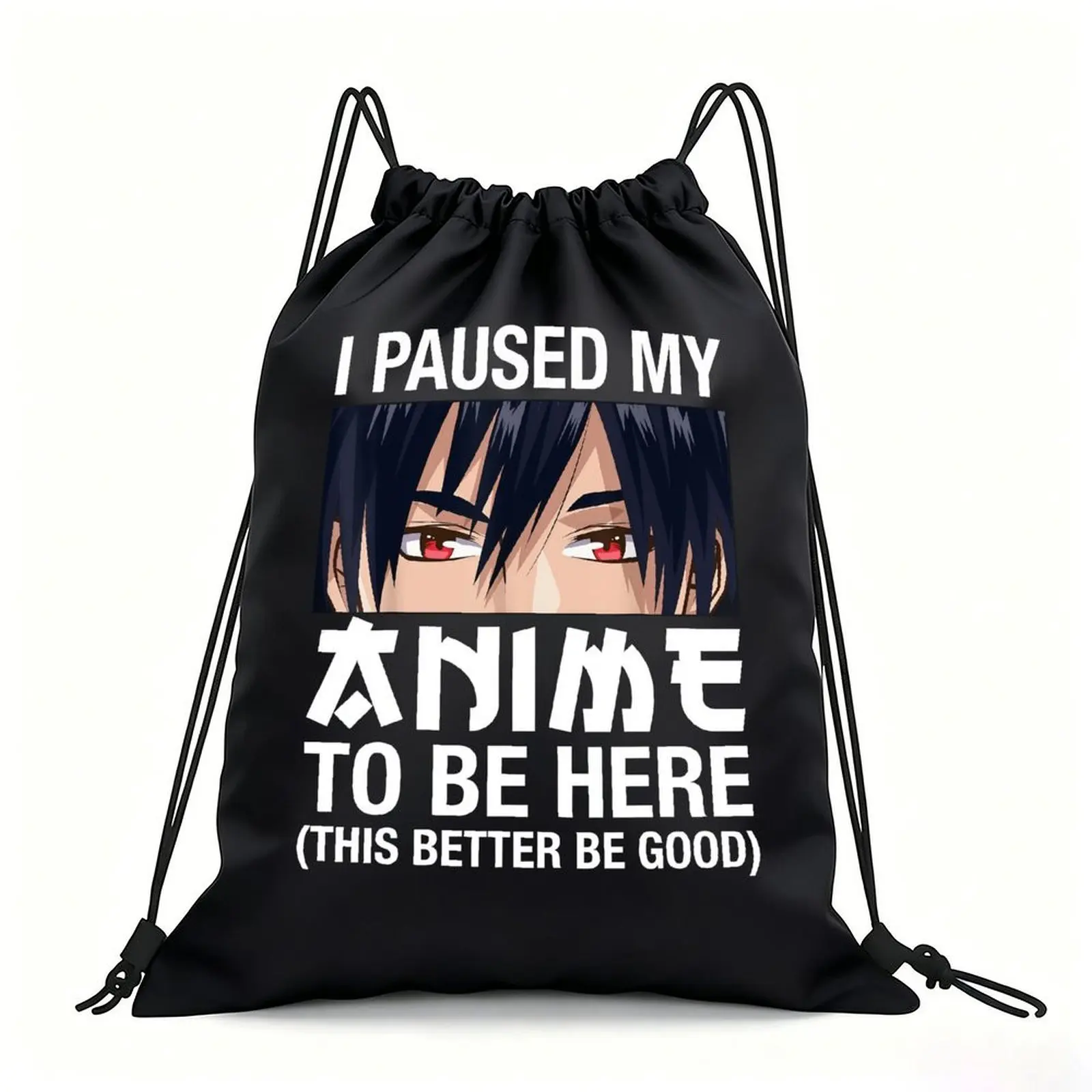 Portable Drawstring Sack Bag with Custom Graphic Print, Waterproof Polyester String Backpack for Gym Workout Swimming Hiking