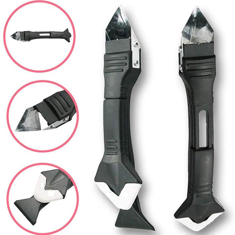 3-in-1 Silicone Caulk Remover Tool, Stainless Steel Head Glass Glue Scraper & Sealant Finisher, Caulk Removal Tool for Kitchen Bathroom Window Frame, DIY Home Repair 3-in-1 Silicone Caulk Remover Tool, Stainless Steel Head Glass Glue Scraper & Sealant Finisher, Caulk Removal Tool for Kitchen Bathroom Window Frame, DIY Home Repair
