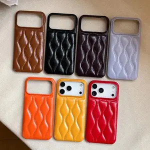 New Solid Color Waxed Leather Down Jacket Phone Case For iPhone 17 16 15 14 13 Pro Max Plus Shockproof Protective Case