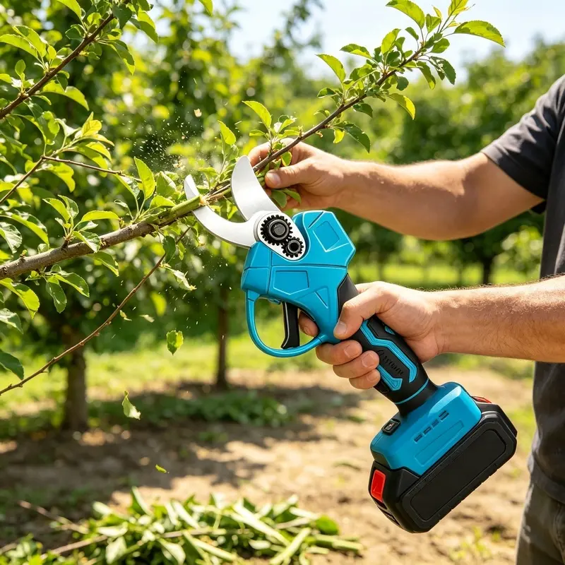 Cordless electric pruning shears, electric pruning shears, powered by 2 rechargeable batteries, suitable for home gardens, courtyards, branch trimming, wireless and portable, flexible use