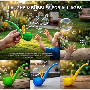 Bubble Pipe Portable Novelty Soap Bubble Maker Colorful Pipe-shaped Bubble Toy For Kids Outdoor Play & Party Favors