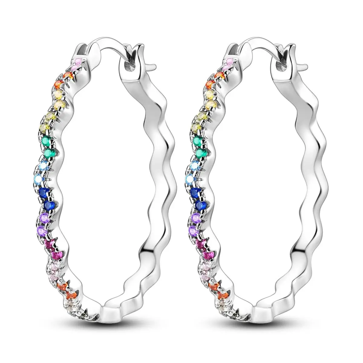 Chic Wave Hoop Earrings‑Shiny Multicolored Alloy Decor | Daily Travel Party | Hypoallergenic