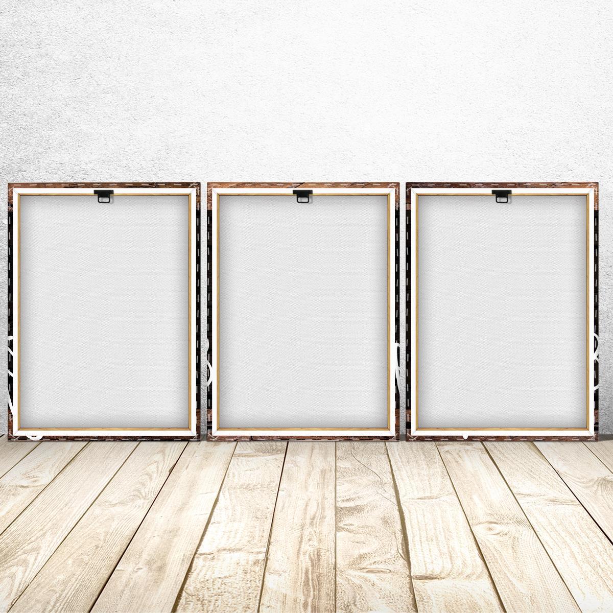 Wooden Framed Canvas Painting, 3 Counts/set Letter Pattern Western Wall Art, Vintage Art Canvas, Modern Home Decor, Vintage Letters Print for Living Room Home Office Hotel