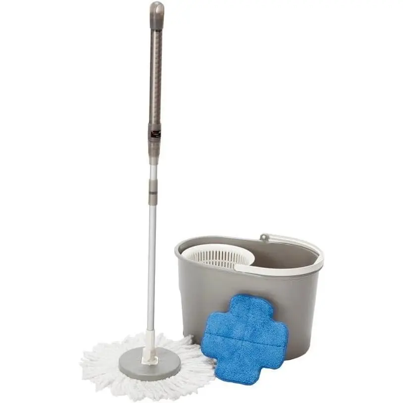 Dawai Tornado 360° Spin Mop & Bucket System with Wringer, Hands-Free Spin Dry Microfiber Floor Cleaning Mop, Reusable Washable Mop Heads for Hardwood, Tile, Laminate & All Hard Floors