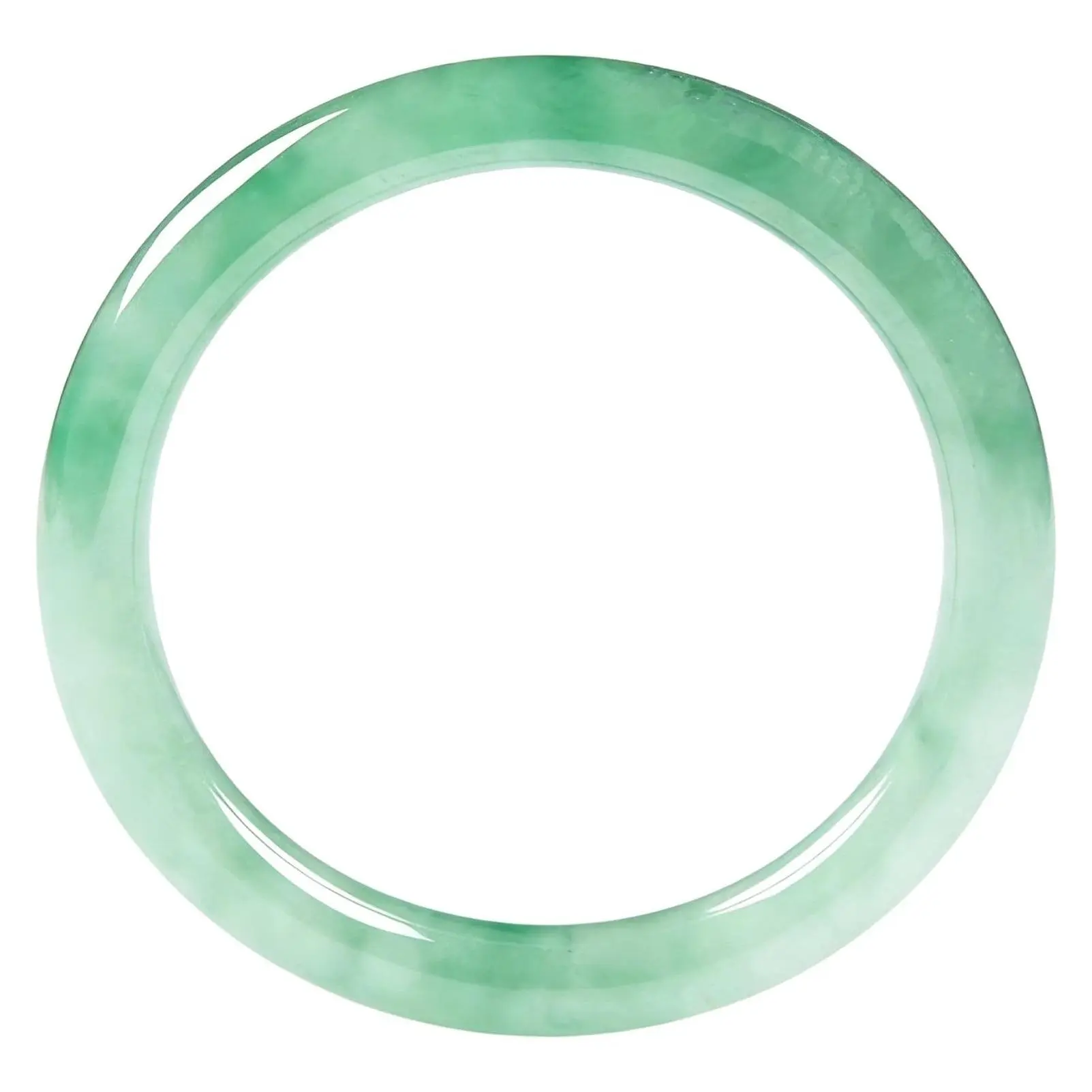 Women's Round Green Jadeite Jade Bracelet - Retro Simple Love Theme Party Wear Good Luck Jewelry, Valentine's Day Gift, 2.4" (62mm)