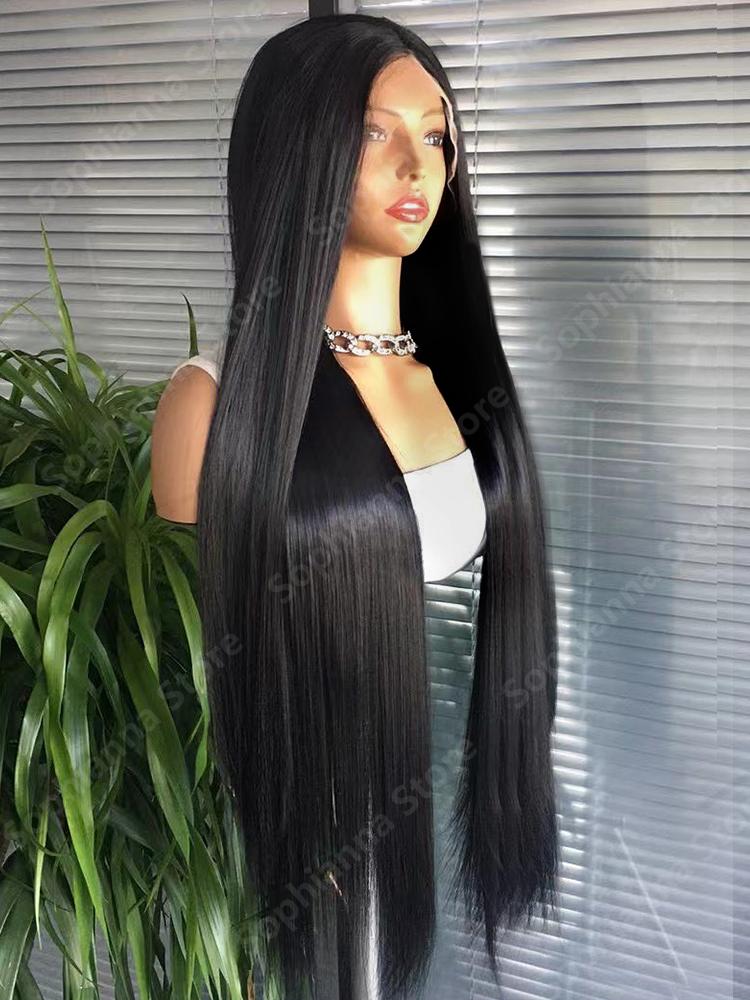 Wear and Go Human Hair True to length Brazilian 5x5 Glueless Wig 42 Inch 13x4 13x6 HD Transparent Bone Straight Lace Frontal Wig