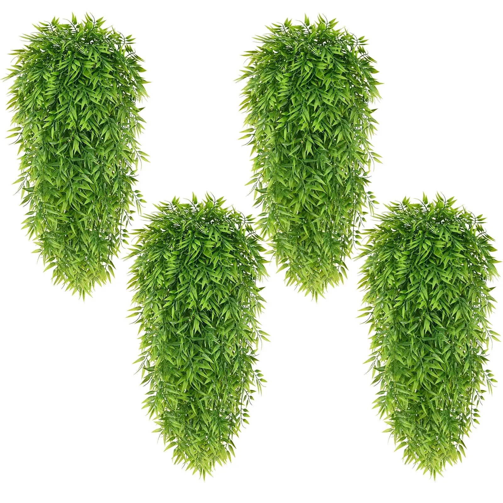 4-Pack Hanging Artificial Greenery, UV-Resistant Fake Willow Leaves Vines, Indoor Outdoor Decor for Bedroom Living Room Porch Shelf