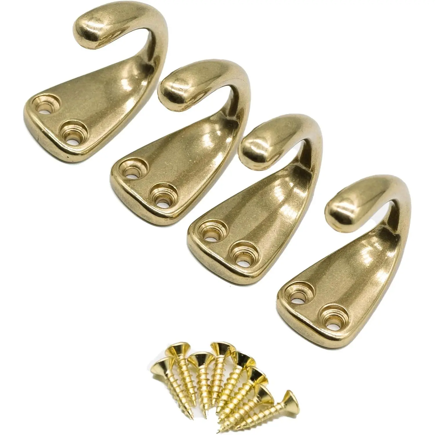 4 count  Brass Coat and Hat Hook Classic Simple Hooks Wall Mounted Bath Stands for  Clothes Hangers Scarf Towel Key Cup