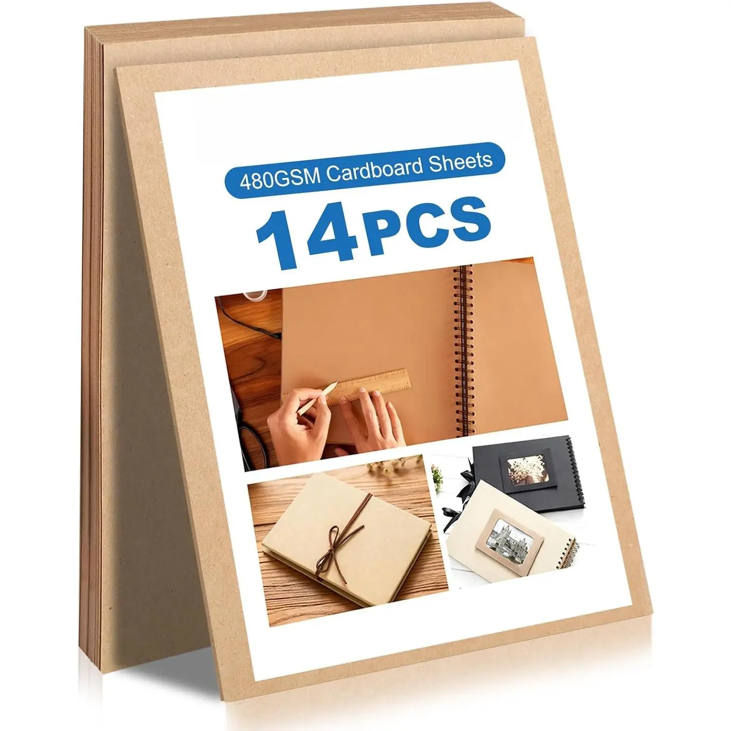 Cardboard Sheets 14 count, 25PT Chipboard Sheets 8.5 x 11", 480gsm/177 lbs Heavy-duty  Board Thick Cardboard Sheets, Paperboard for Craft, DIY Project, Bookbinding, Scrapbooking Sheet and Packaging