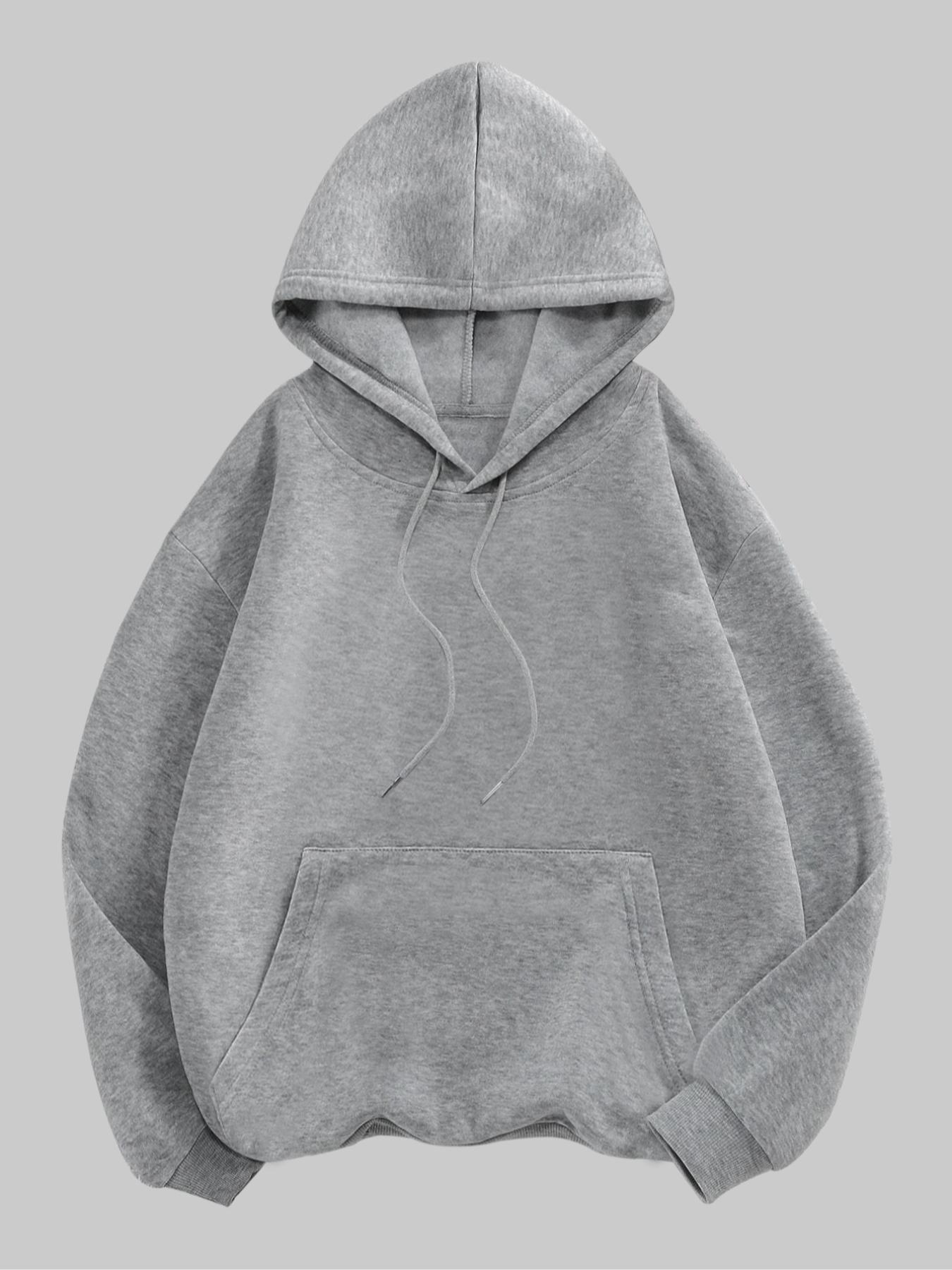 Men's Letter Print Drop Shoulder Hoodie, Fashion Casual Regular Fit Drawstring Pocket Hooded Sweatshirt for Daily Holiday Outdoor Wear, Men Clothes for Fall & Winter