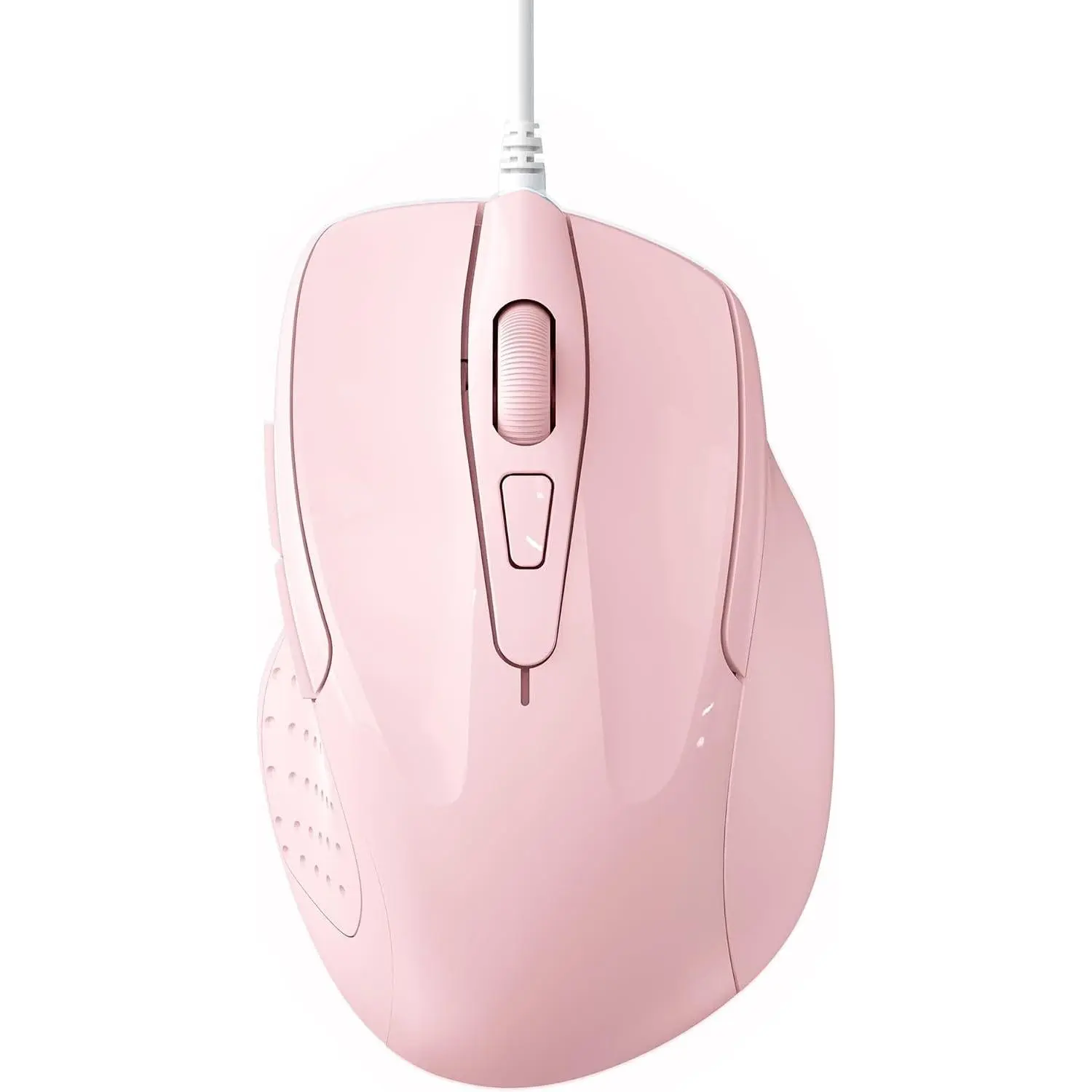 6-Button USB Wired Optical Mouse with 4 Adjustable DPI, Soft Rubber Grip, Tru-Wave Technology, 5FT Cord for Laptop, PC - Black