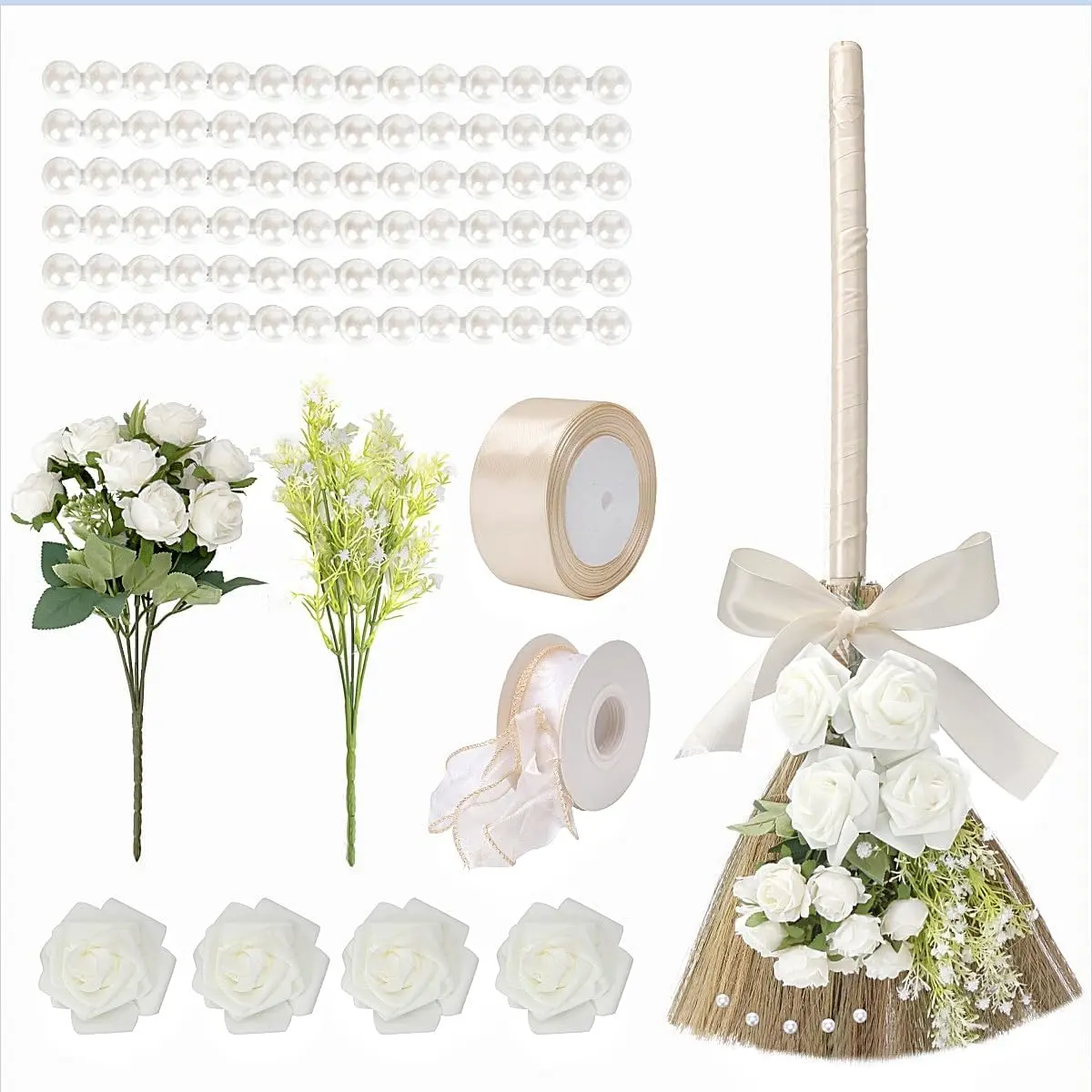 Wedding Broom for Jumping Ceremony, Jumping The Broom for Wedding, Decorative DIY Broomstick, for