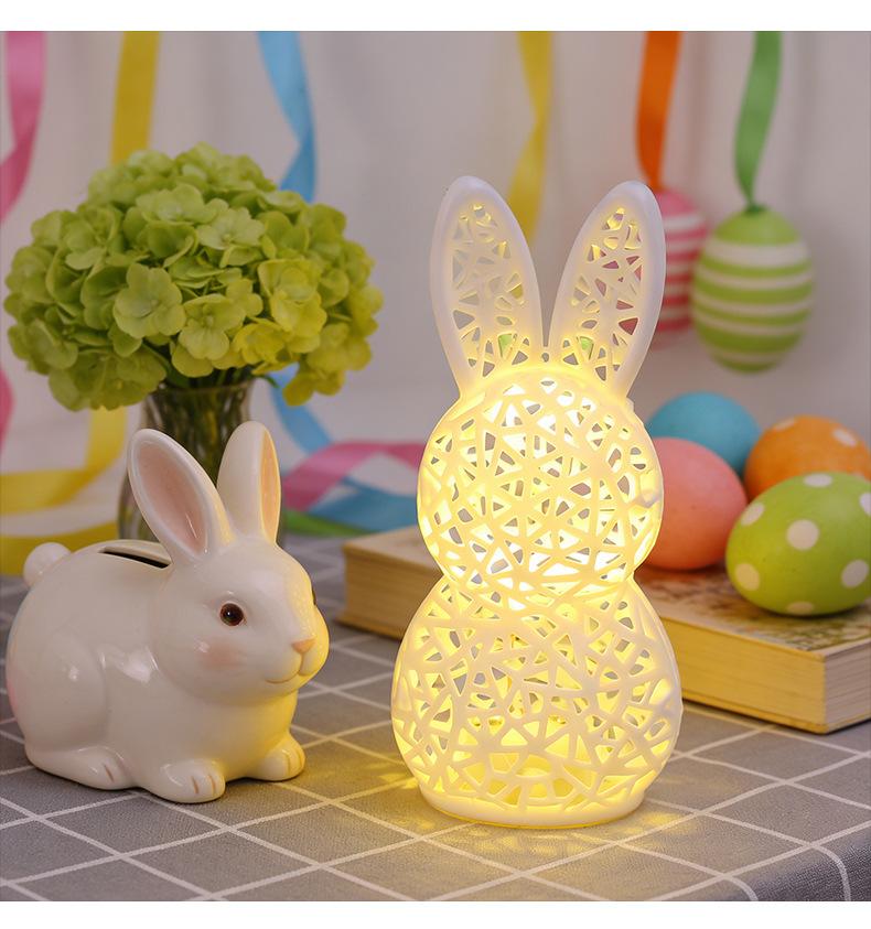 3D Printed LED Easter Hollow Rabbit Lamp, Festive Rabbit Party Decoration Ornament