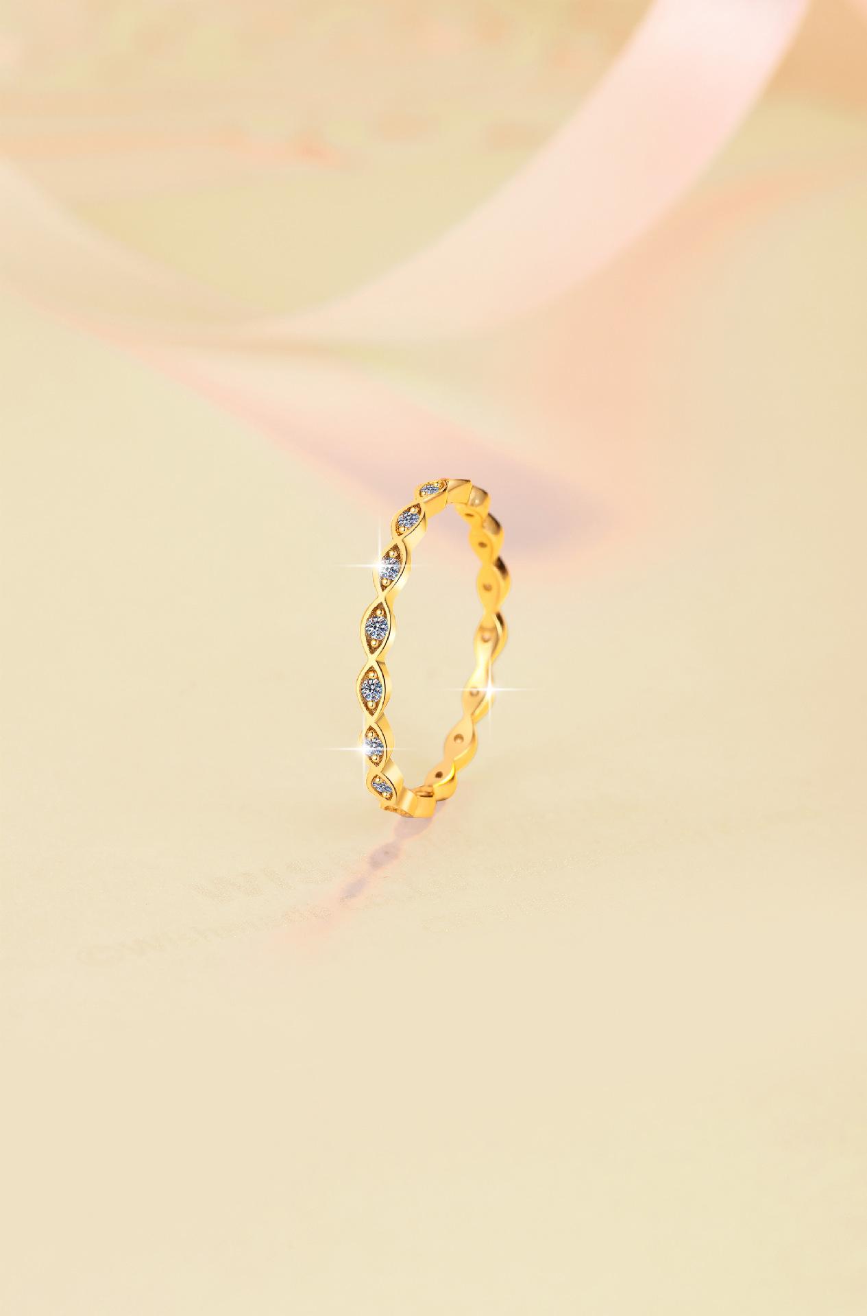 S925 Sterling Silver Stackable Band Ring Synthetic Moissanite Ring-569(50%)