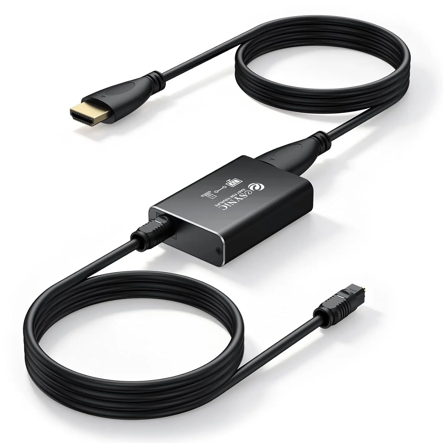 eSynic Professional eARC Audio Extractor-192KHZ ARC to Optical Audio Adapter – for HDTV ARC/eARC Ports to Optical Soundbar/Home Theater-Supports Dolby 5.1/DTS- Plug & Play-Aluminum Shell