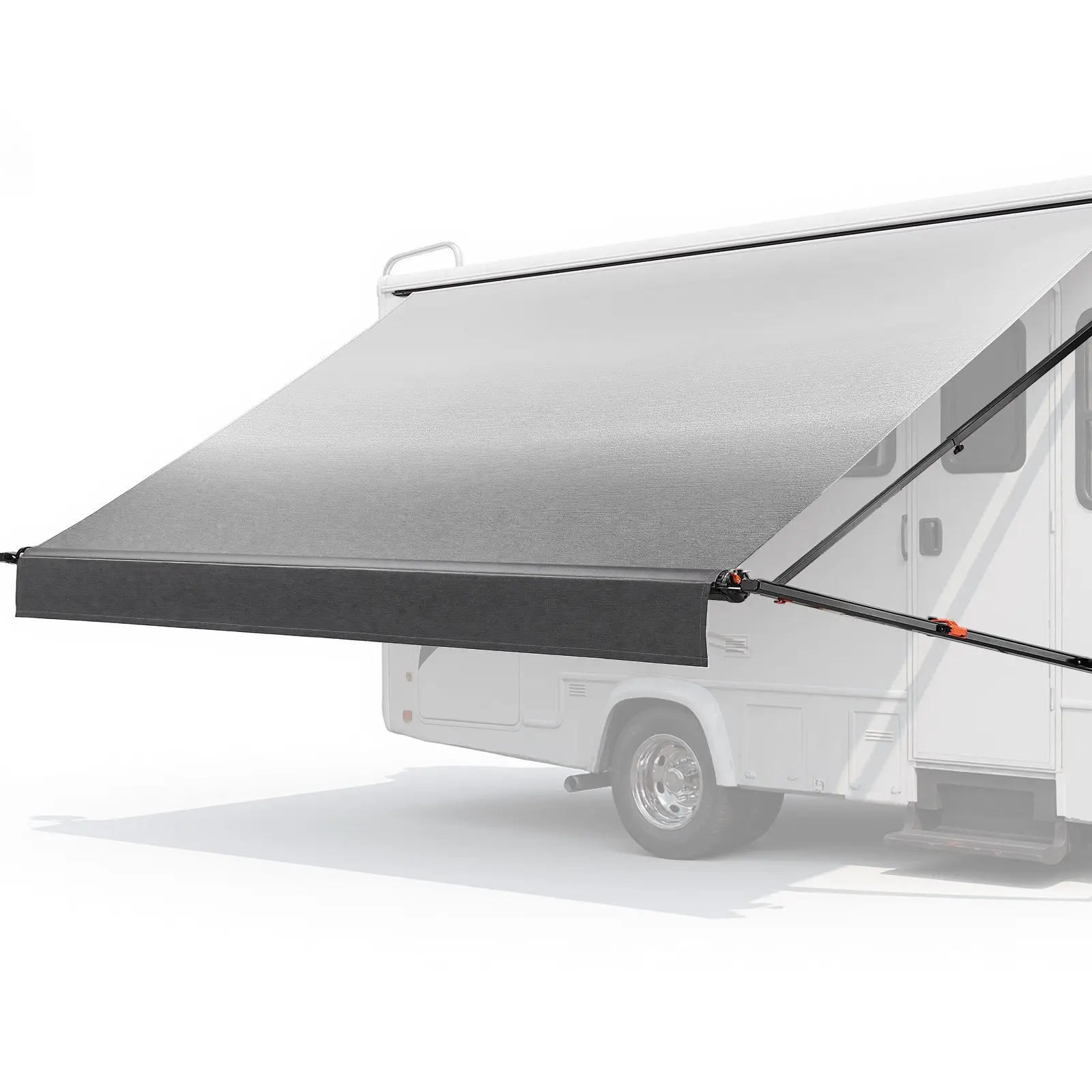 VEVOR Manual Setup RV Awning Single Kit, 14.12ft Retractable Model with Aluminum Frame, Waterproof PVC Fabric & Support Arms, Outdoor Camping Trailer Accessory Fit for Most RVs (Gradient Black)