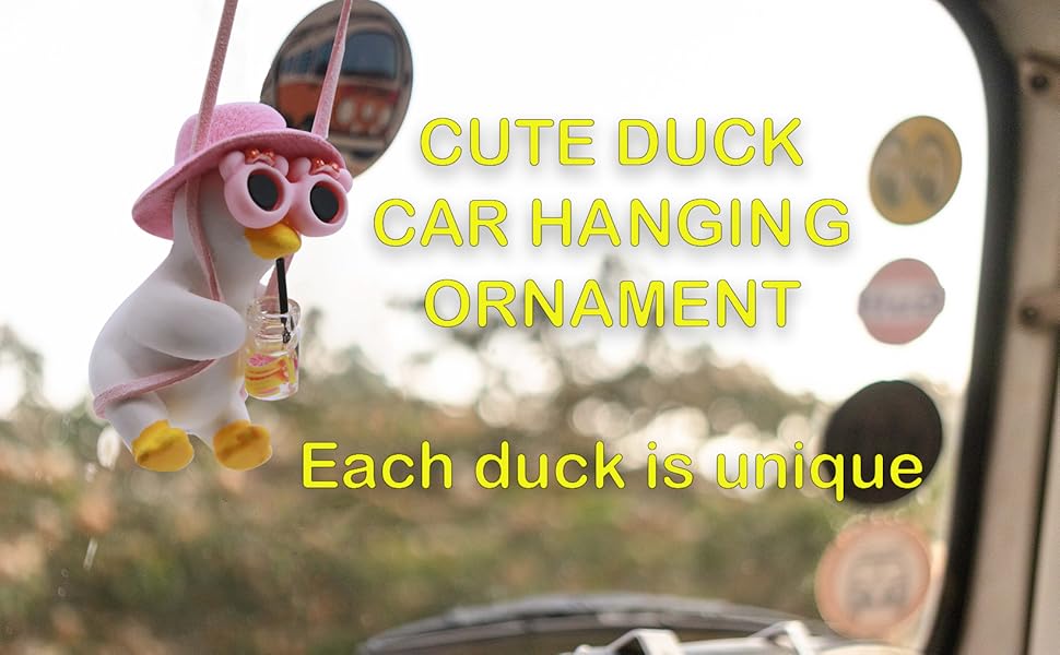 Cool Swinging Duck Car Hanging Ornament, Pendant Interior Rearview Mirror Decoration and Car Rear View Mirrior Hanging Accessories